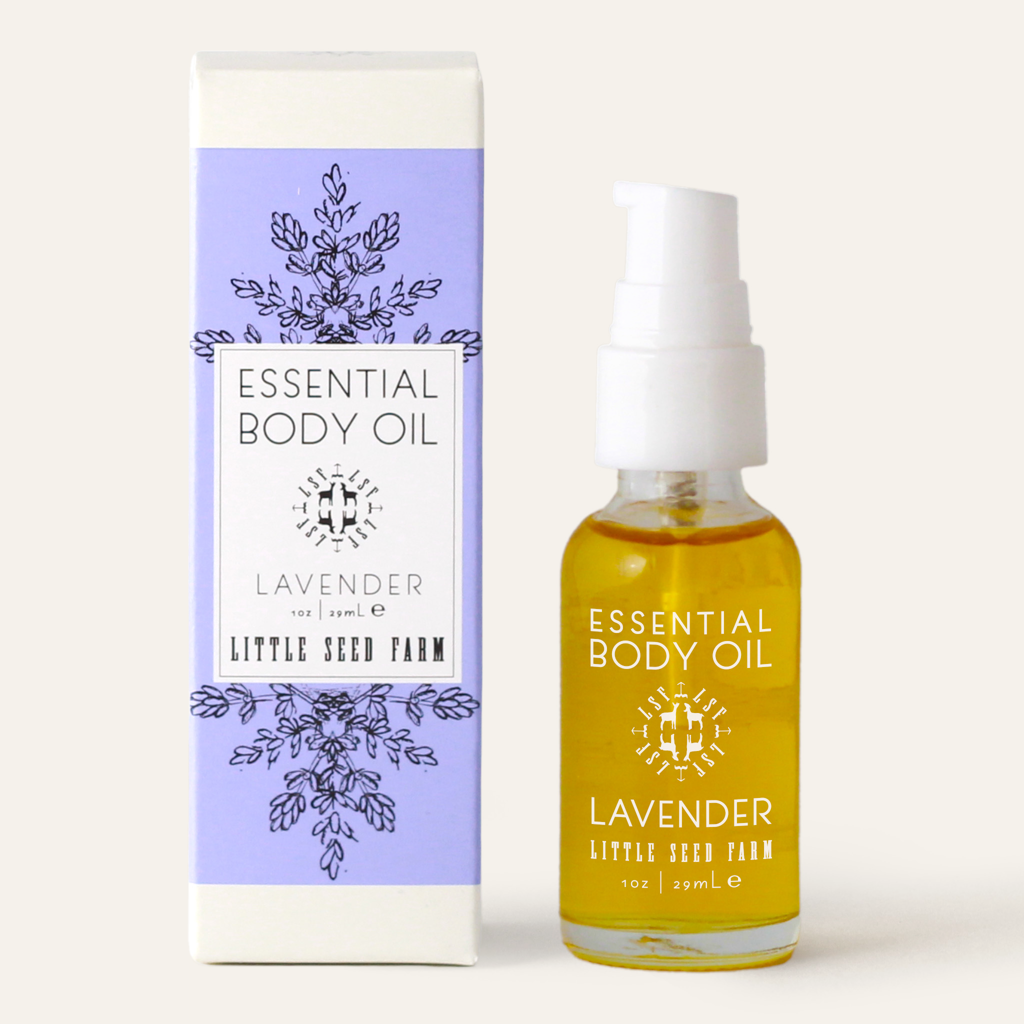 Lavender Body Oil by Little Seed Farm — a light, non-greasy daily moisturizing oil made with virgin hazelnut oil, organic hemp seed oil, and calming organic lavender essential oil