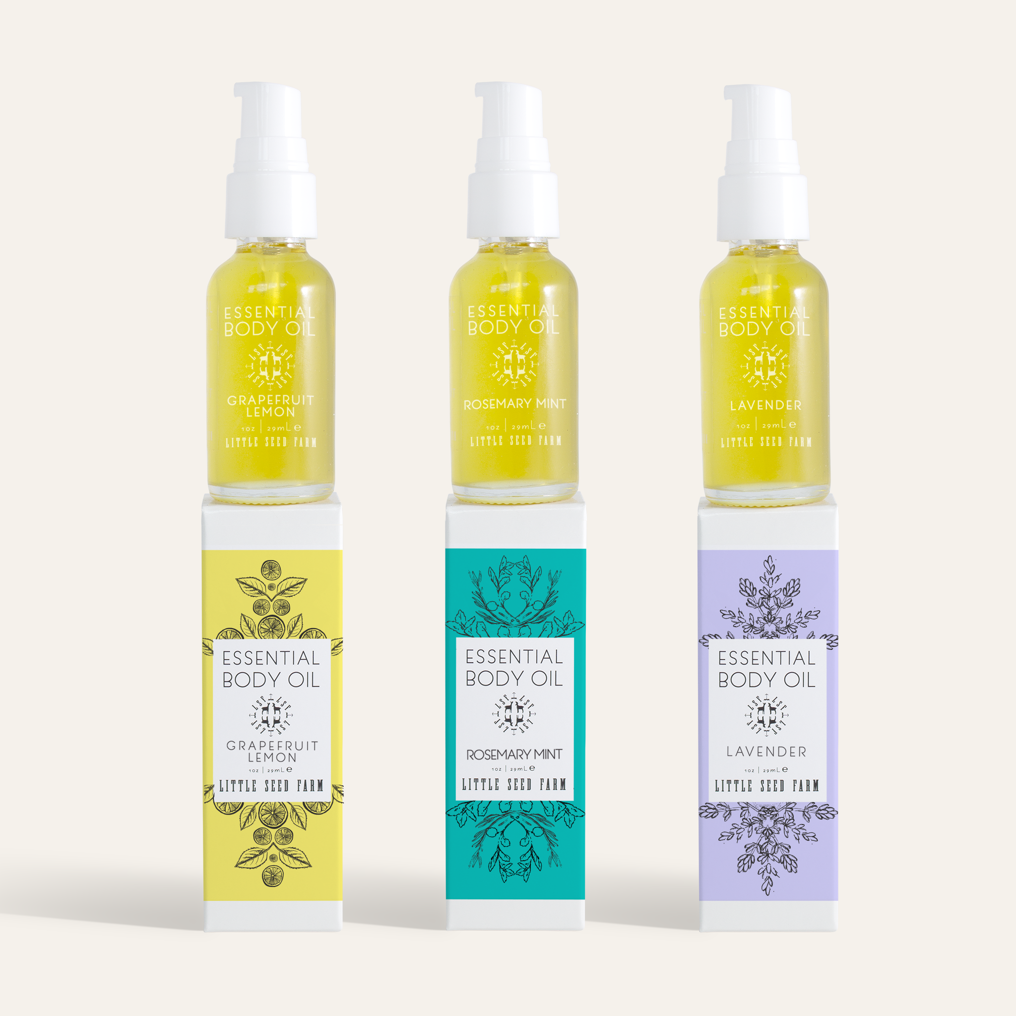 Little Seed Farm Essential Body Oil made with organic hazelnut and hemp seed oils, rich in vitamins and antioxidants for light, fast-absorbing, non-greasy daily moisturizing.