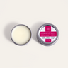 Geranium Rose Lip Salve: rich herbal balm with organic shea butter, sweet almond and coconut oils infused with healing botanicals and geranium flower oil to soothe dry or cracked lips.